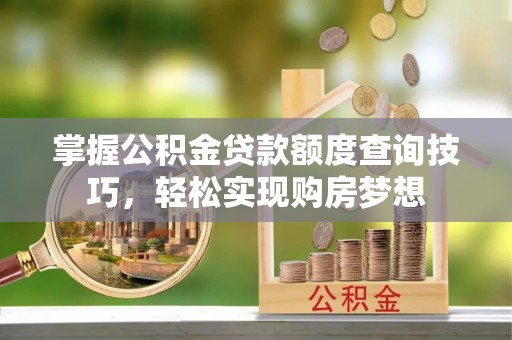 普格掌握公积金贷款额度查询技巧，轻松实现购房梦想