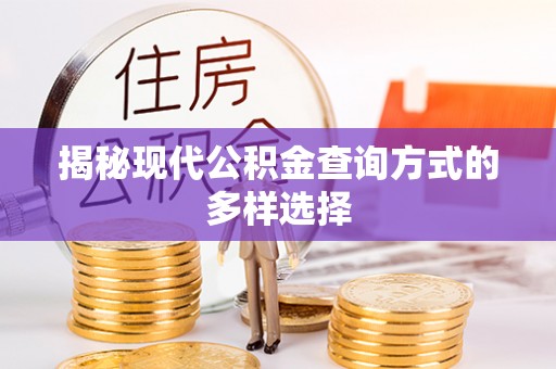 普格揭秘现代公积金查询方式的多样选择
