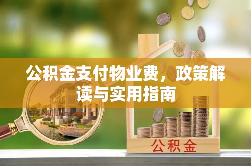 普格公积金支付物业费，政策解读与实用指南